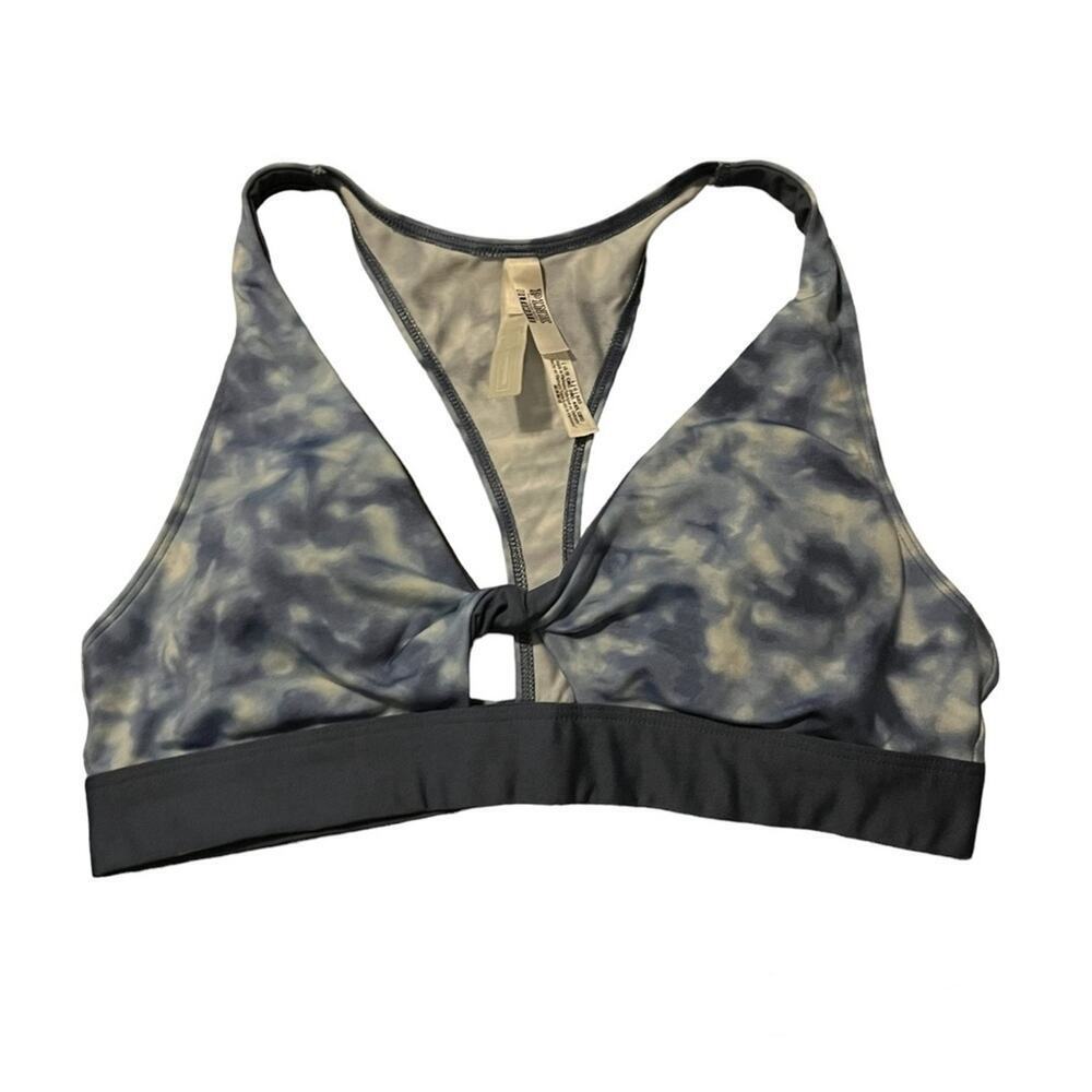Victoria's Secret PINK Gym To Swim Twist Front Lined Sports Bra Blue Tie Dye L